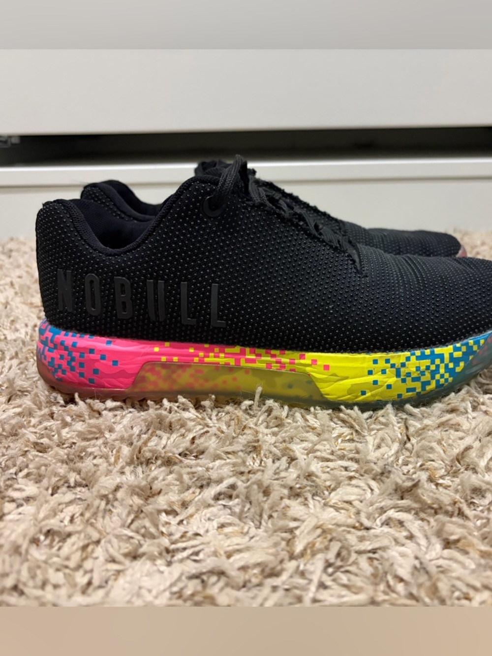 NOBULL Black Trainers with Neon Pixel Gradient Sole - Picture 1 of 4